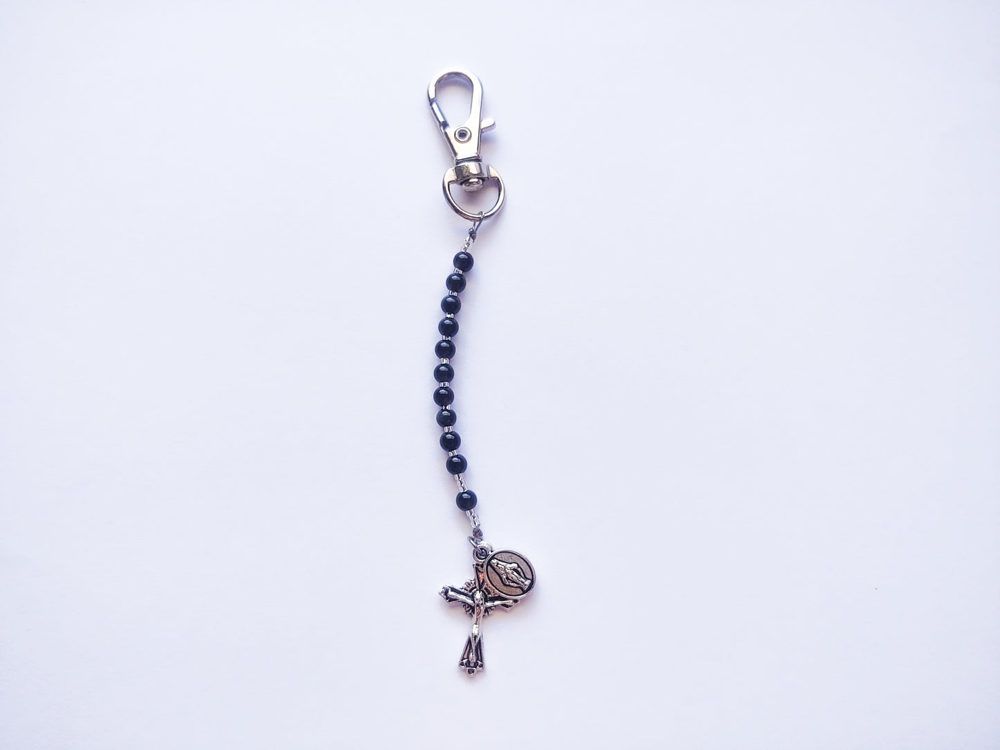 Black Rosary Keychain
