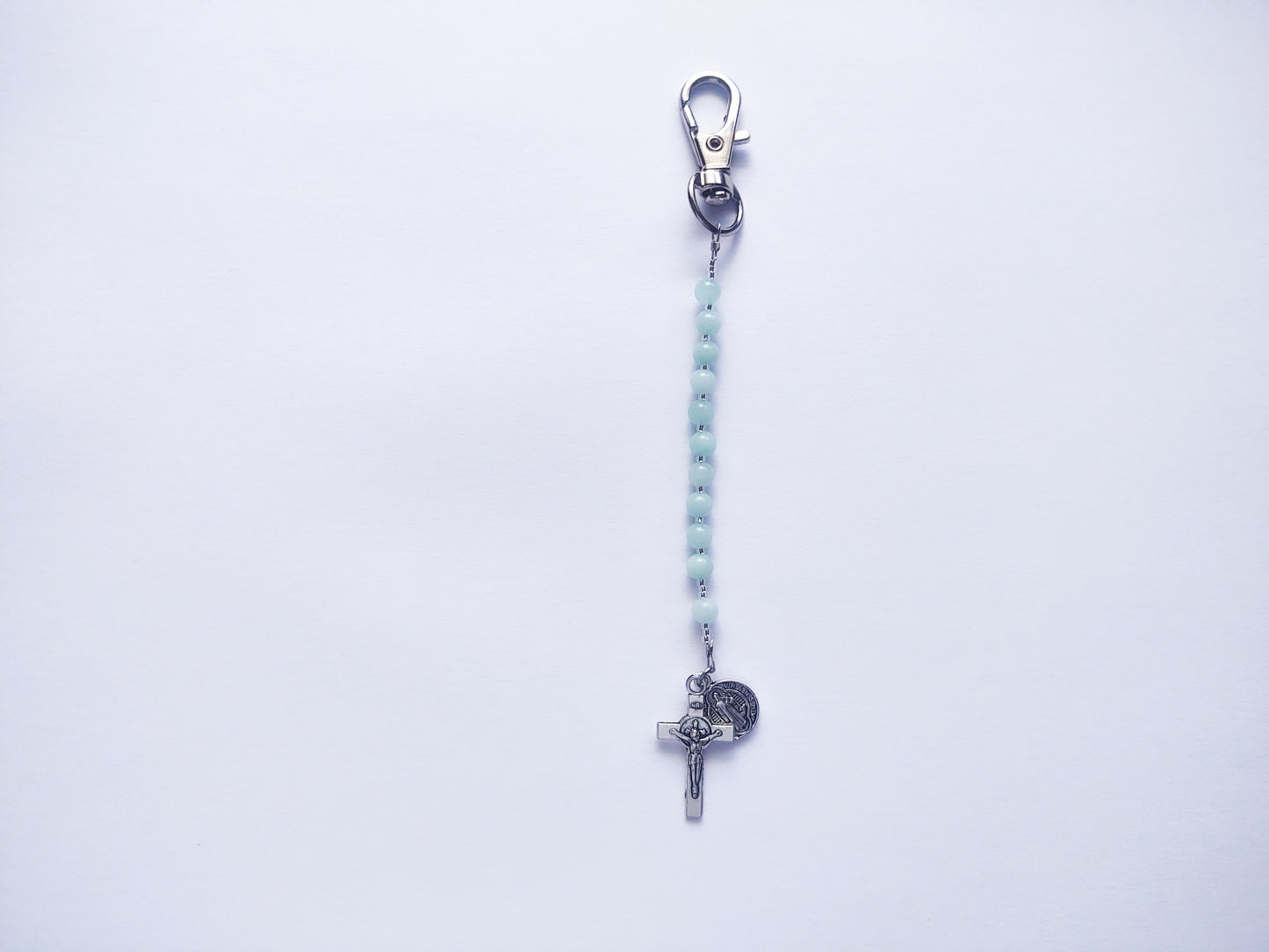 Sky Blue Rosary Keychain