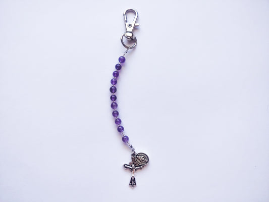 Amethyst Rosary Keychain