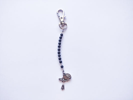 Black Rosary Keychain