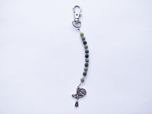 Jade Rosary Keychain