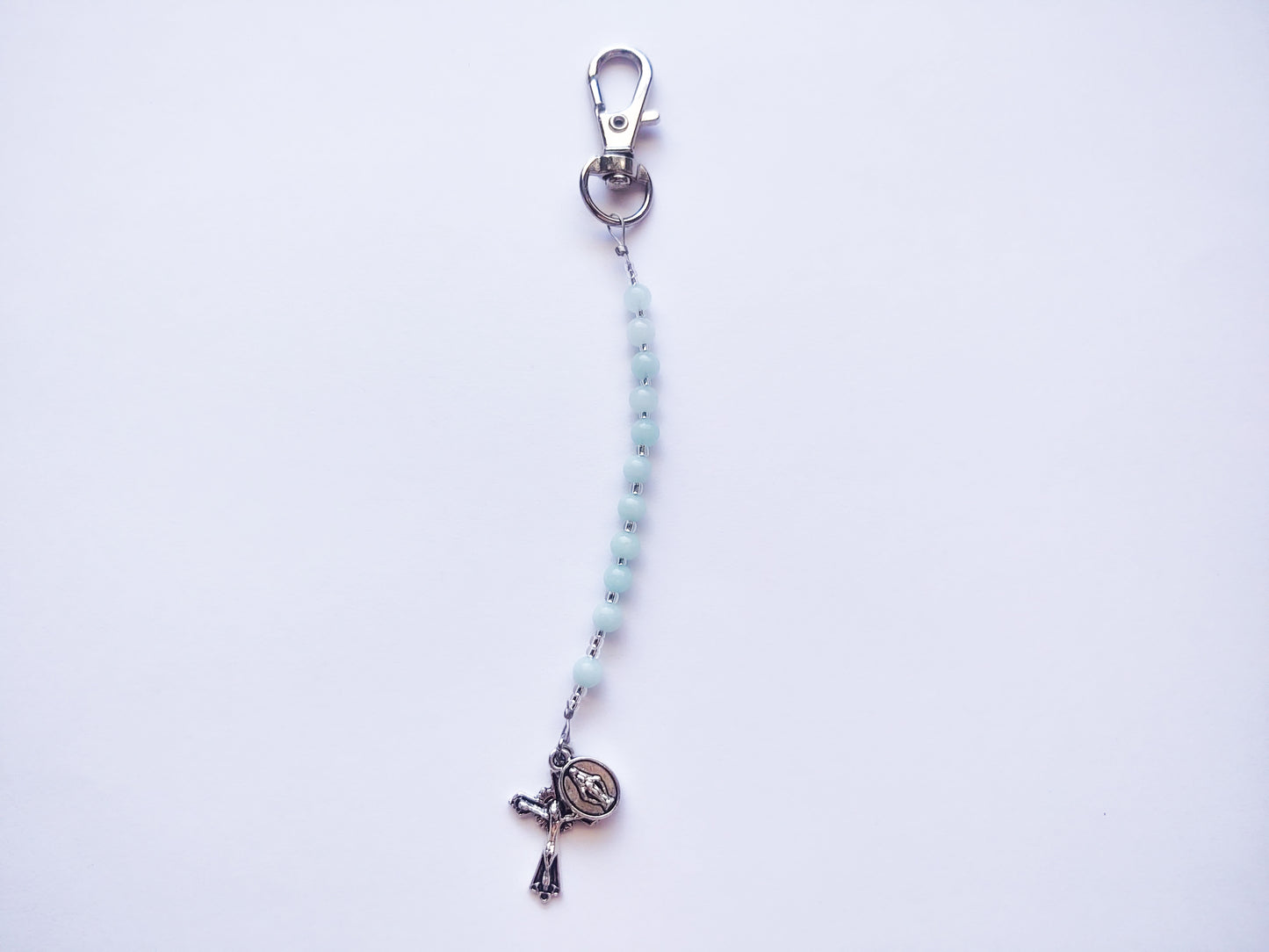 Sky Blue Rosary Keychain